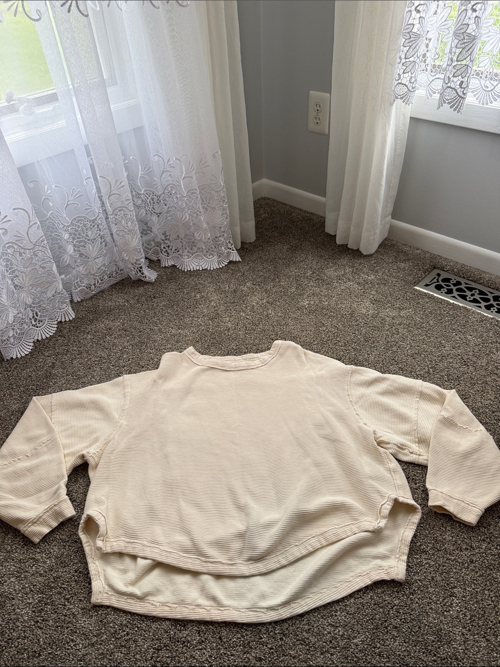 We The Free Cream Cropped Waffle Knit Sweater